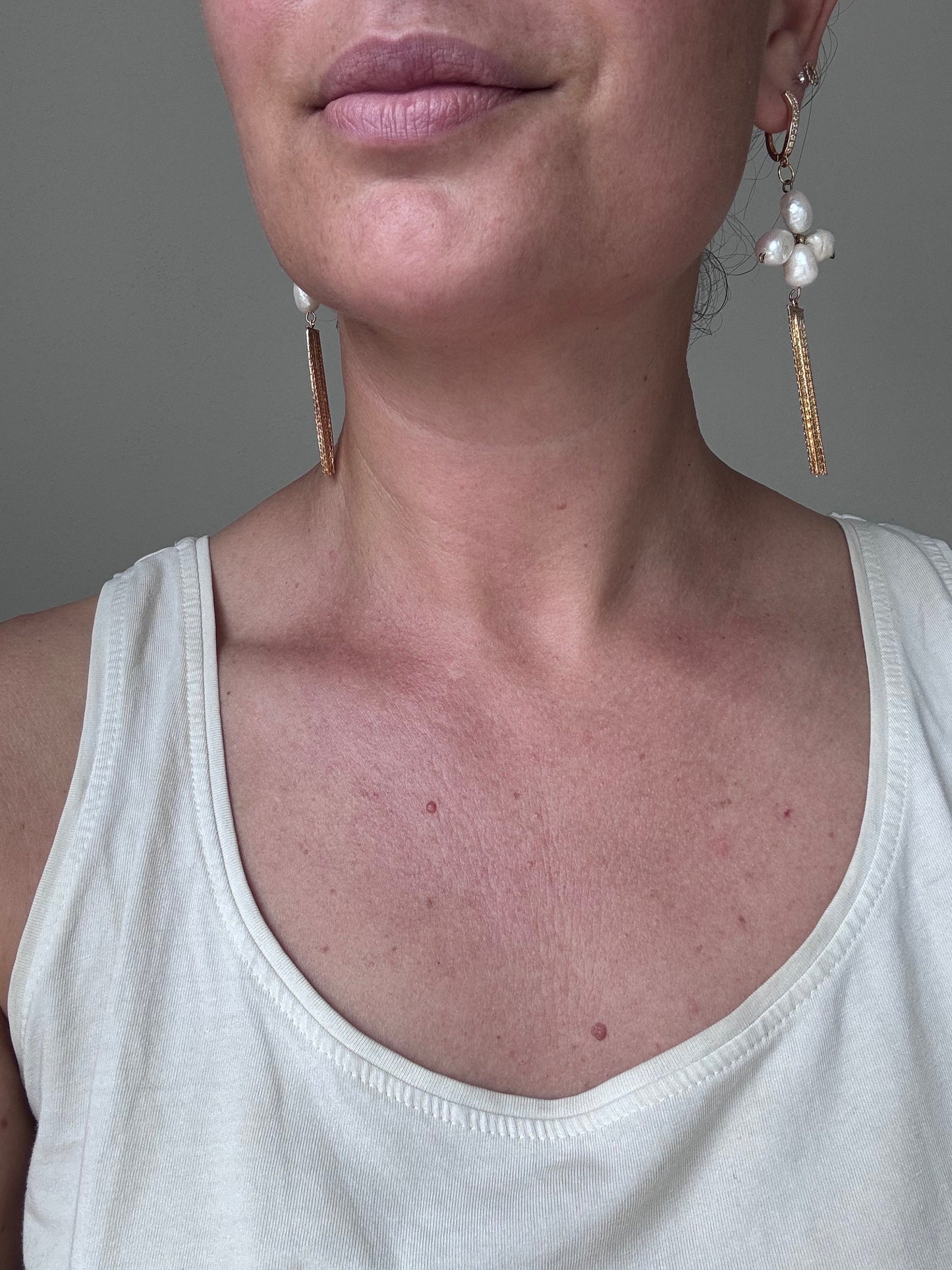 XL Ohrringe aus 18k Gold & Süsswasserperlen mit Quasten I nickelfrei und wasserfest