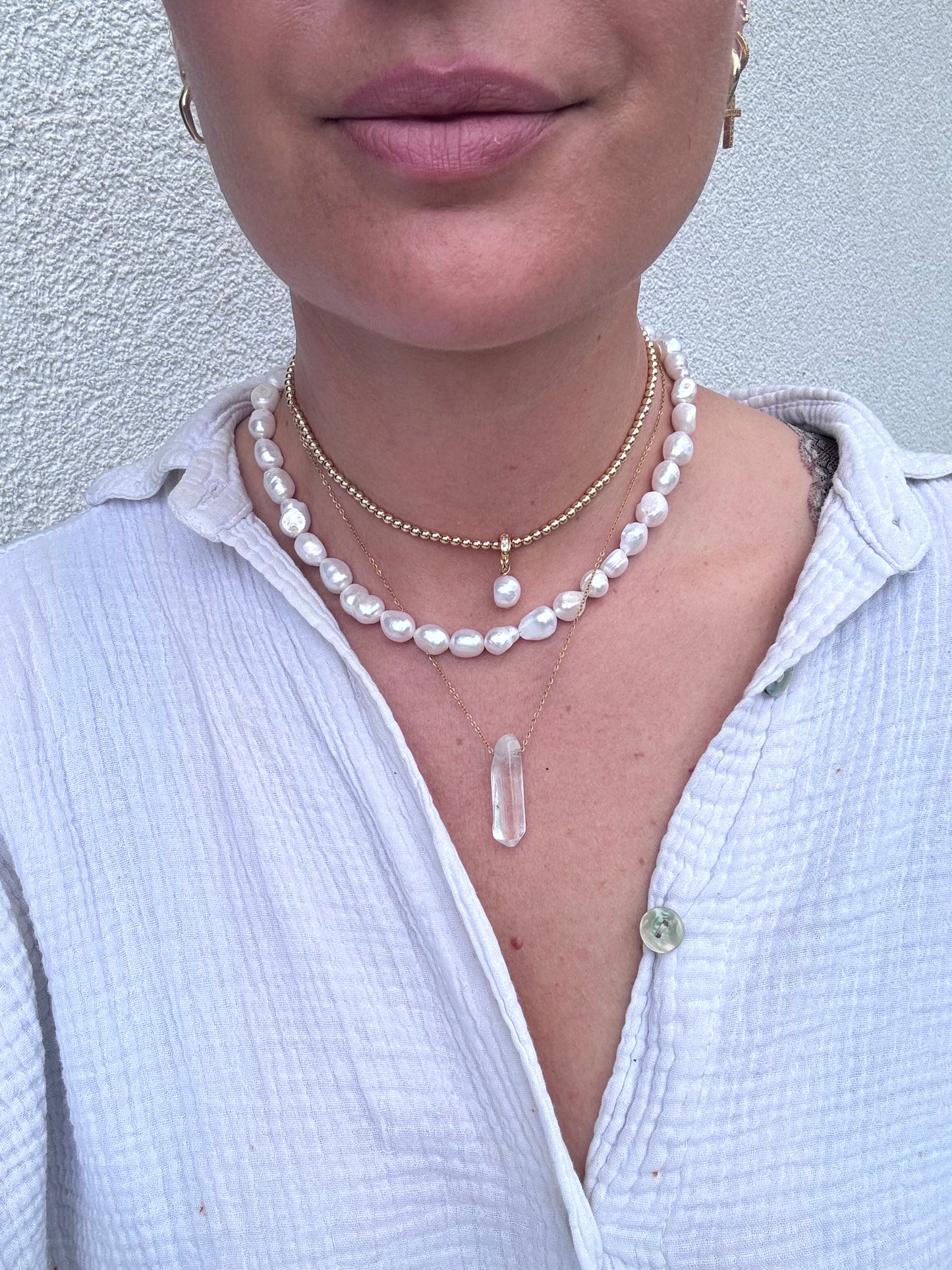 18 Karat Kette mit Bergkristallquarz