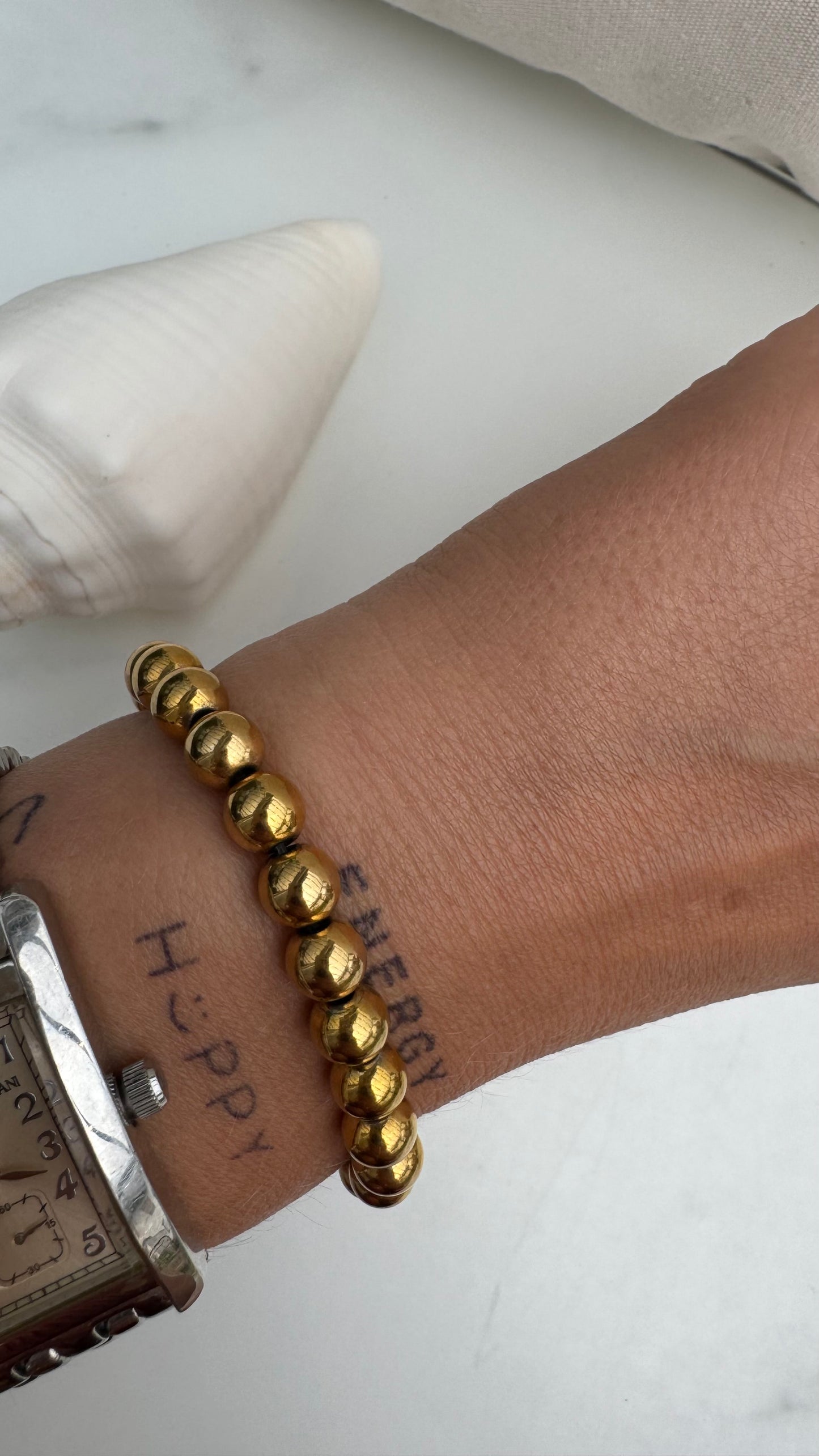 Massives Hämatitarmband aus 8 mm Kugeln