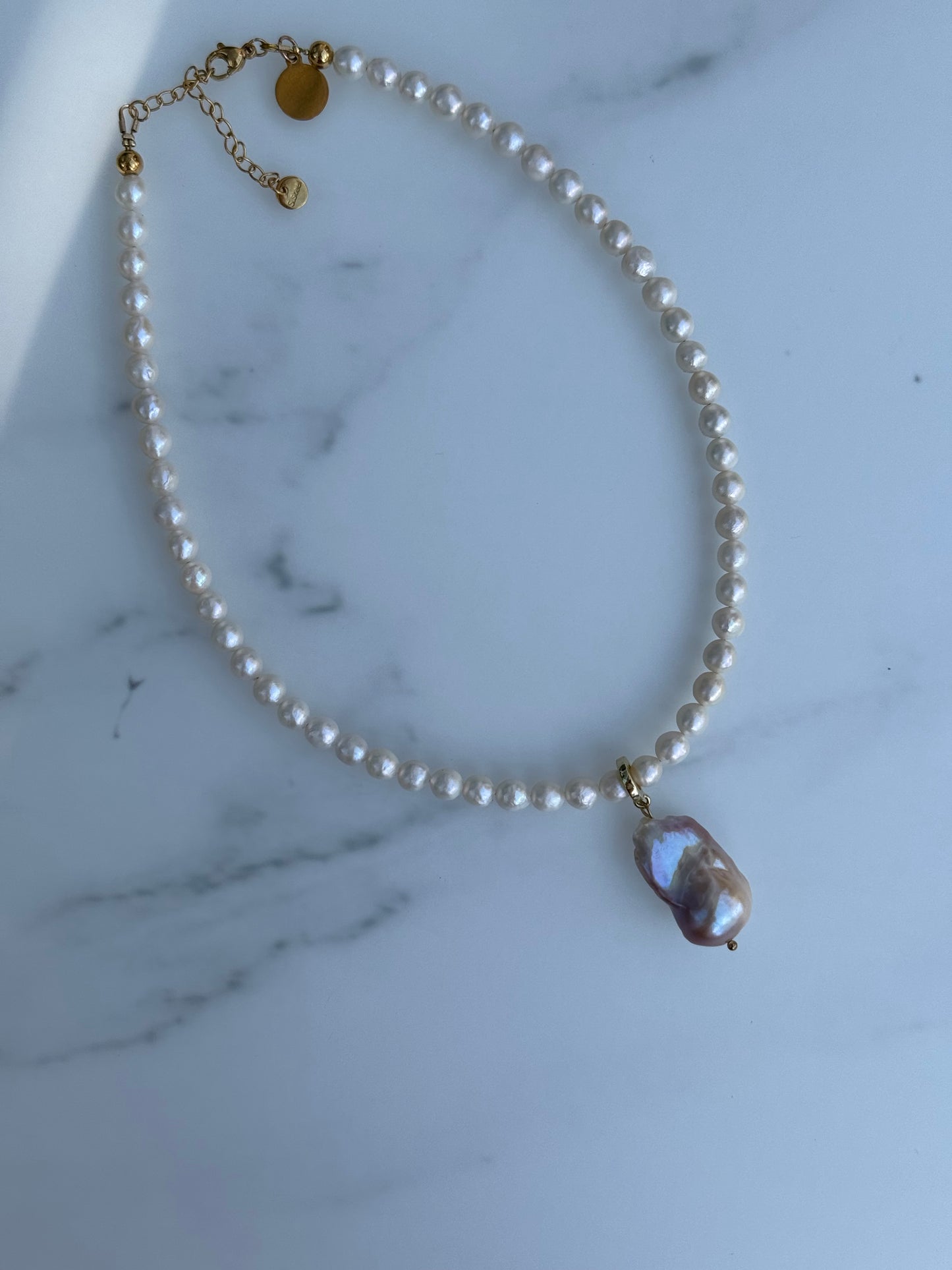 Perlenkette mit Rosa Barockperle