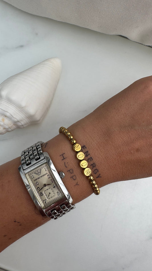 Personalisiertes Armband mit Hämatitkugeln | 18 Karat vergoldet