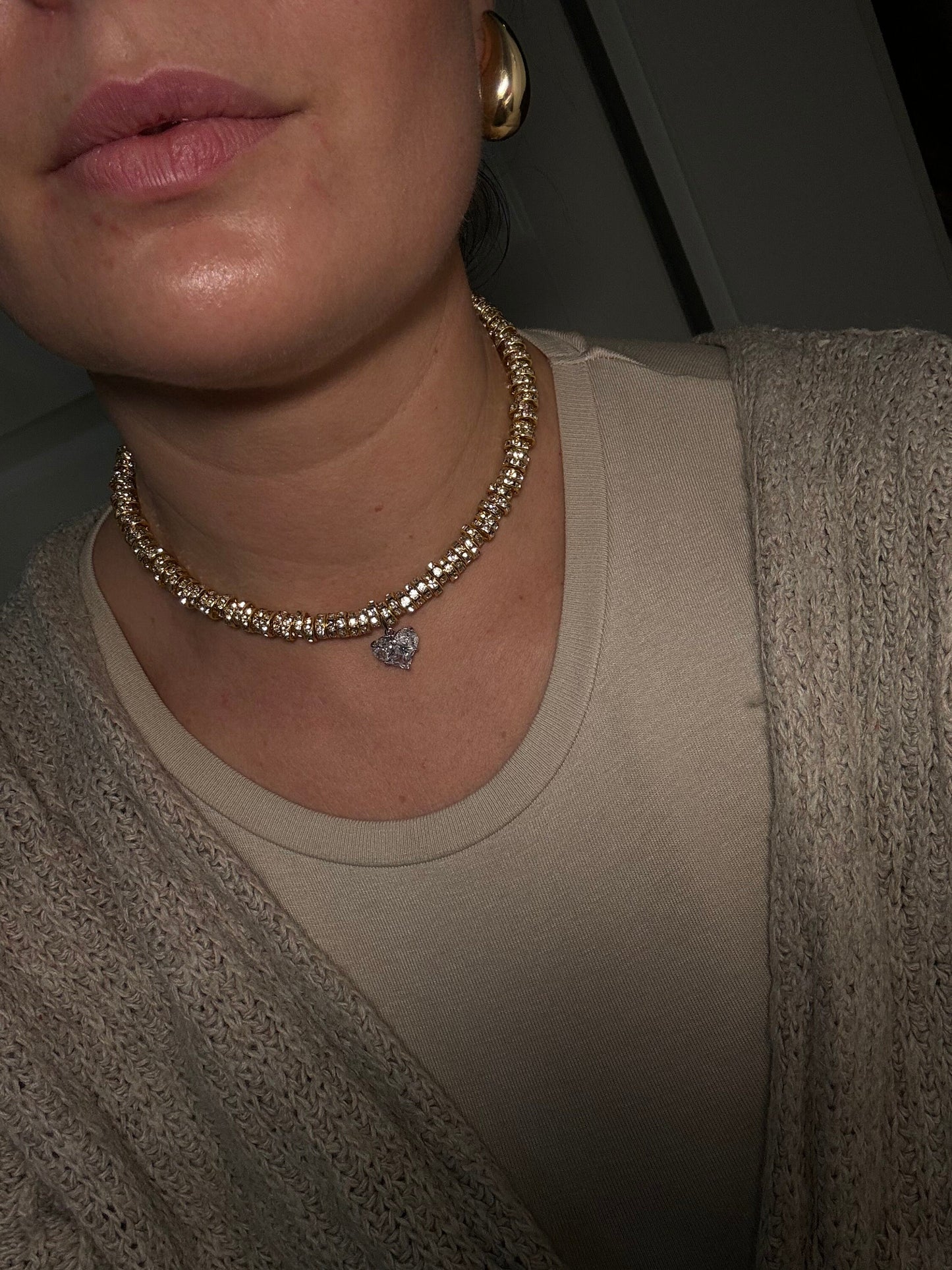 Strasskette mit Kristallherz