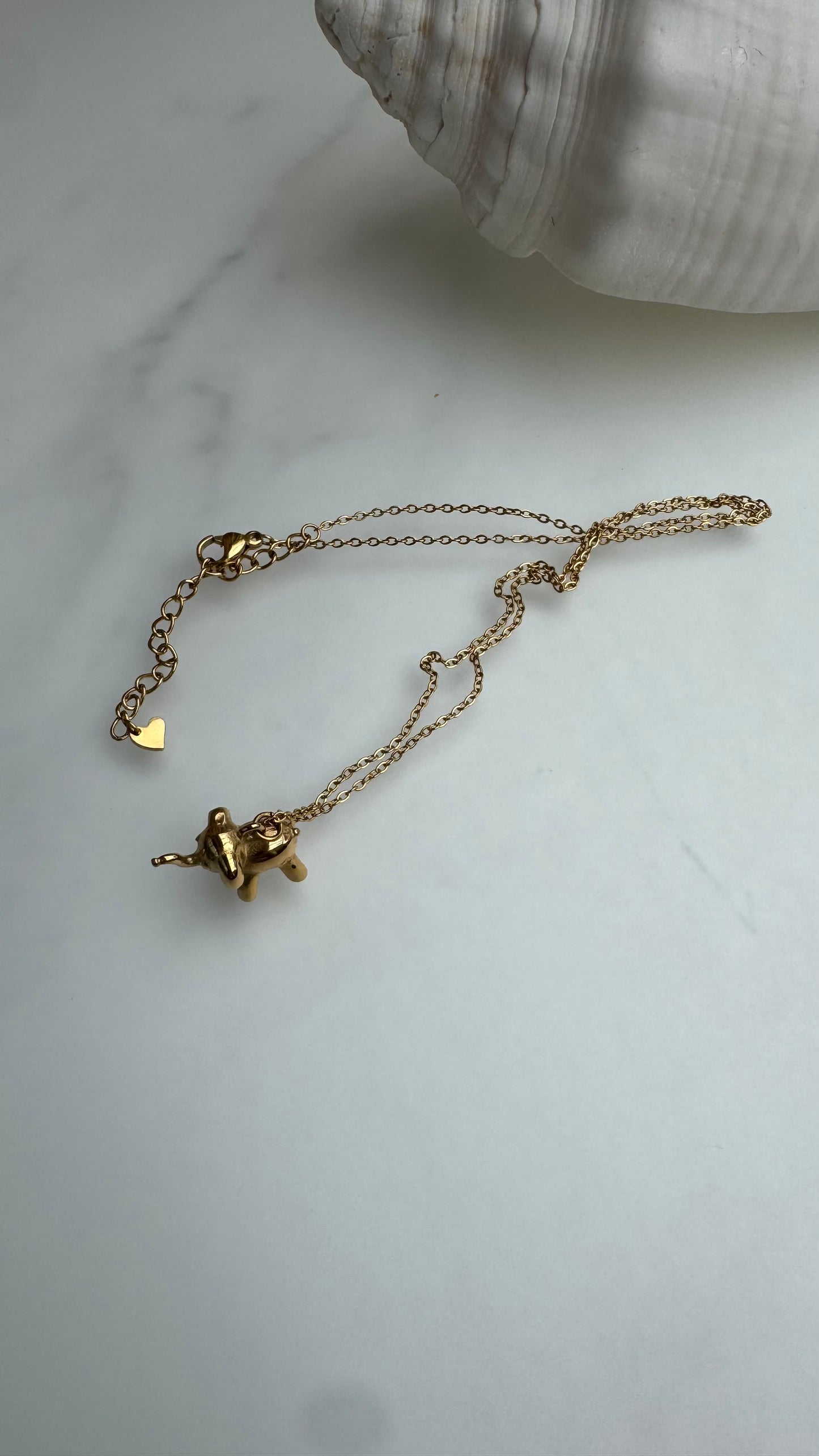 3D Glücks Elefant Anhänger mit Kette | 18 Karat vergoldet | 316 Edelstahl | wasserfest & nickelfrei