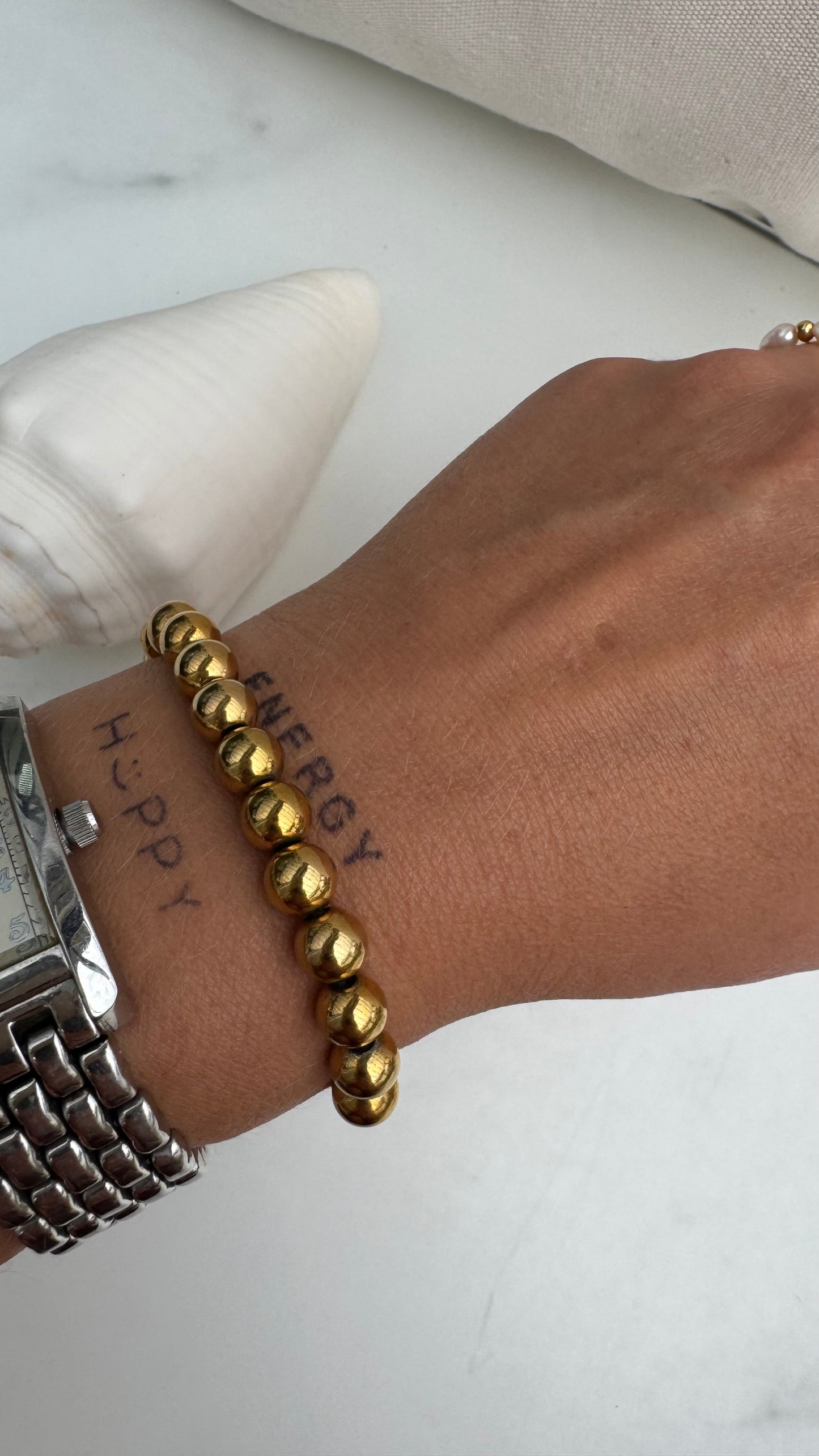 Massives Hämatitarmband aus 8 mm Kugeln