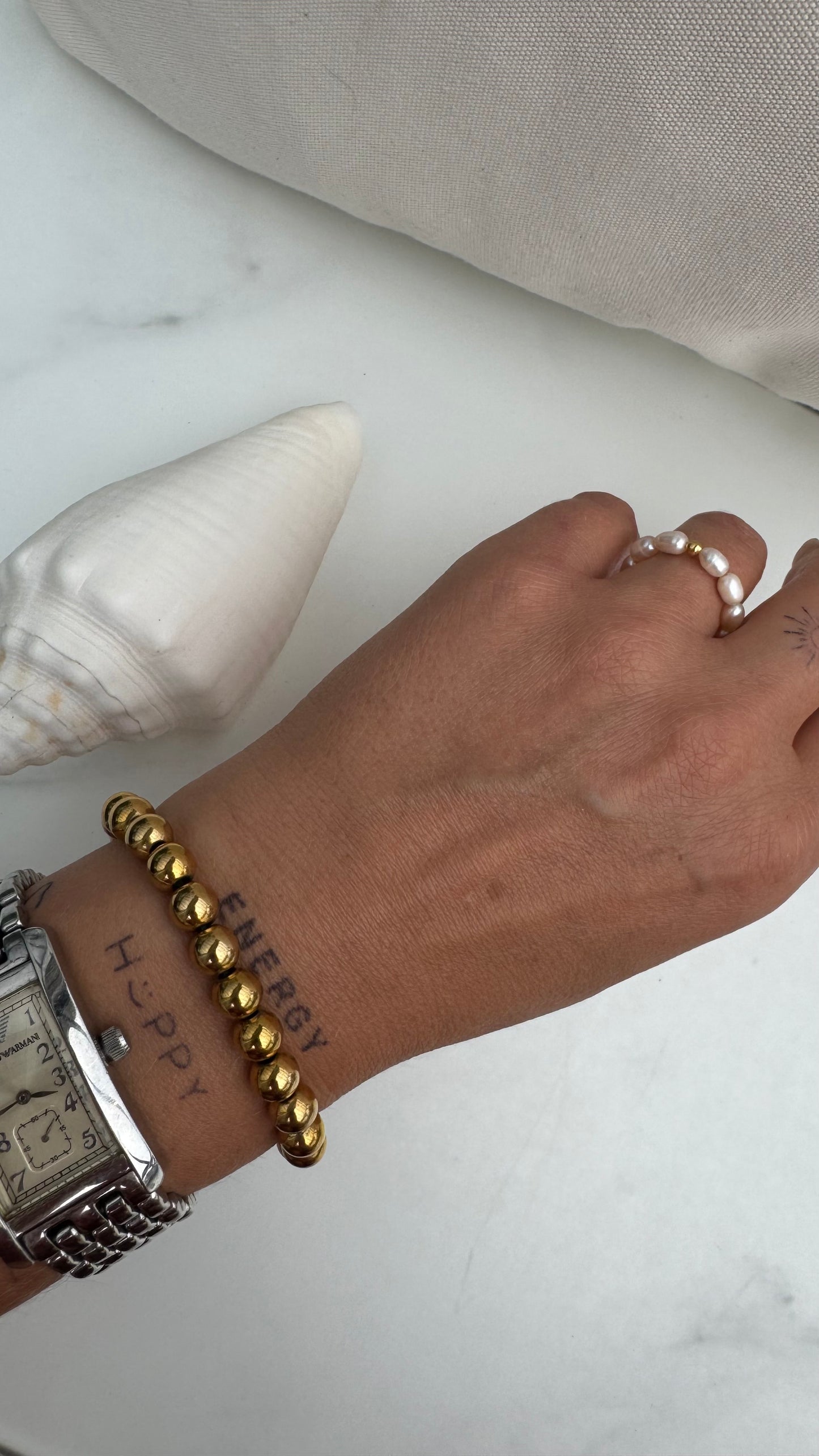 Massives Hämatitarmband aus 8 mm Kugeln