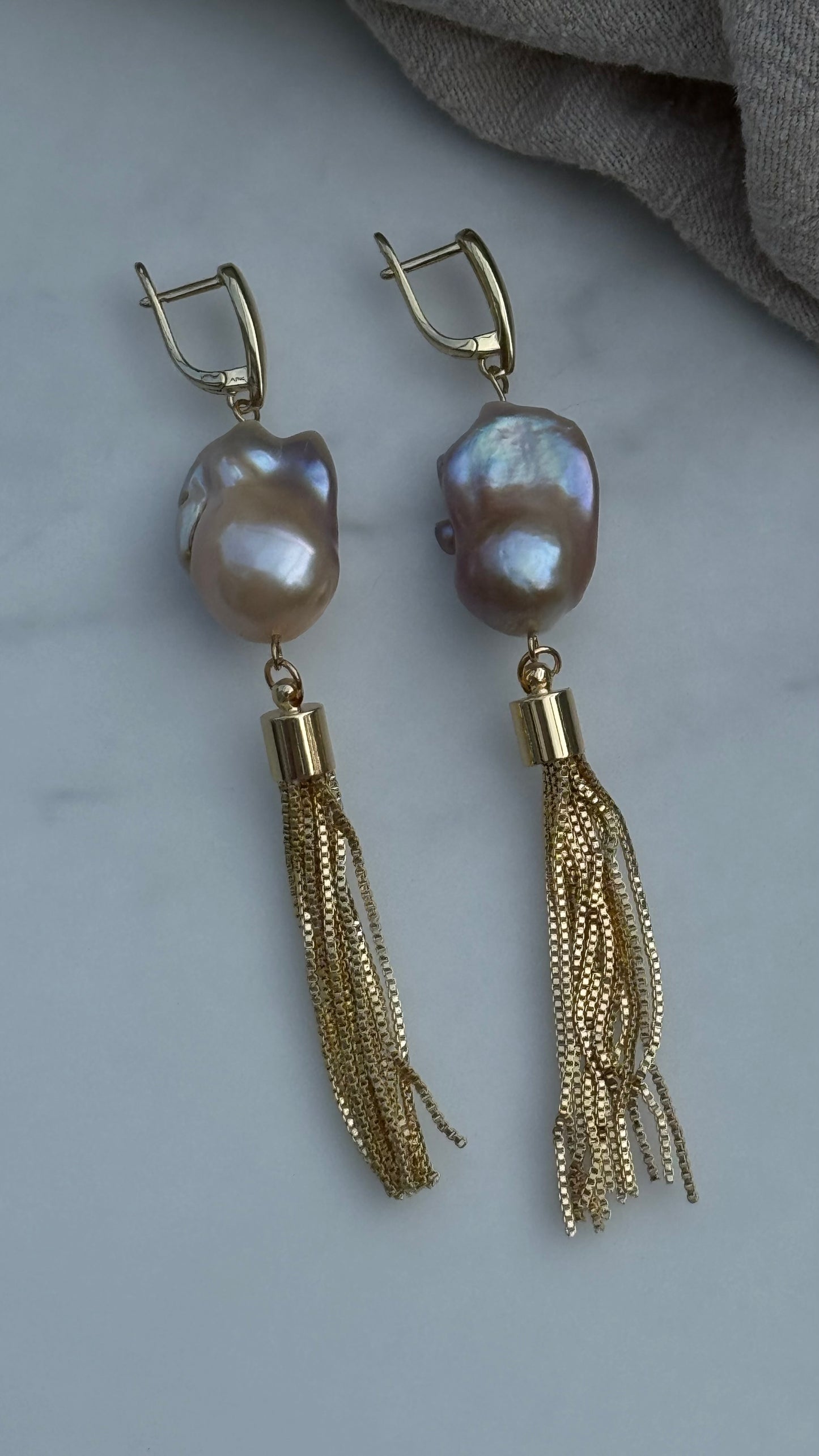 Statement Ohrringe mit Barock Perle | Quasten Ohrringe |925 echtes Silber 18 Karat vergoldet | nickelfrei